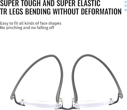 Bhigh 2 Pack Reading Glasses Blue Light Reading Glasses men's reading glasses for women Frameless Computer Reading Glasses