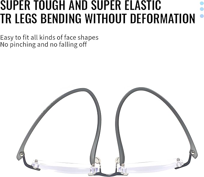 Bhigh 2 Pack Reading Glasses Blue Light Reading Glasses men's reading glasses for women Frameless Computer Reading Glasses