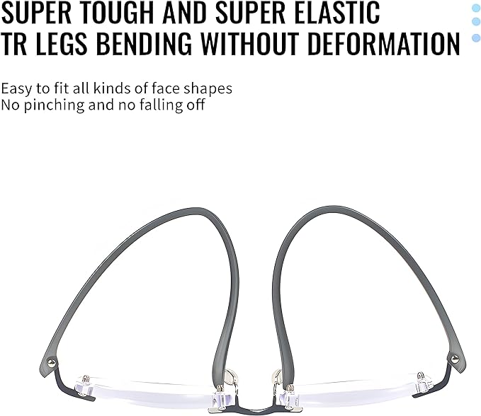 Bhigh 2 Pack Reading Glasses Blue Light Reading Glasses men's reading glasses for women Frameless Computer Reading Glasses