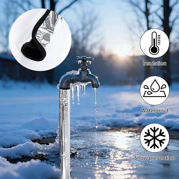 Water Pipe Heat Tape Blanket,2 Pack Faucet Heating Blanket,39.4" x 6" Aluminum Foil Freeze Protection Winter Pipe Heater Wrap, Heating Cable for 1-1/4" Metal Plastic Pipes,110V, Max Temp 140˚F