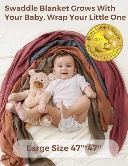 Momcozy Muslin Swaddle Blankets for Baby Boys and Girls, 4-Pack Breathable and Skin-Friendly Receiving Blanket Wrap, Baby Essentials, Registry & Gift, 47 x 47 inches