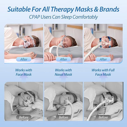 HOMCA CPAP Pillow for Side Sleeping, Cervical Neck Pillow for All CPAP Masks Users to Reduce Air Leaks & Masks Pressure, Ergonomic Memory Foam Pillow Ideal for Side Back Sleeper