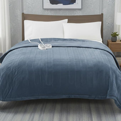 Degrees of Comfort Heated Blanket King Size – Dual Control, Soft Microplush Electric Blankets – Auto Shut Off, Machine Washable – Cozy Bed Warmer for Winter, Blue