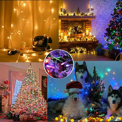 BrizLabs Smart Christmas Lights with App & Voice Control, 180ft 500 LED Warm White & Multicolor Color Changing String Lights, Dimmable Christmas Tree Light String Clear Wire for Xmas Tree Party Decor