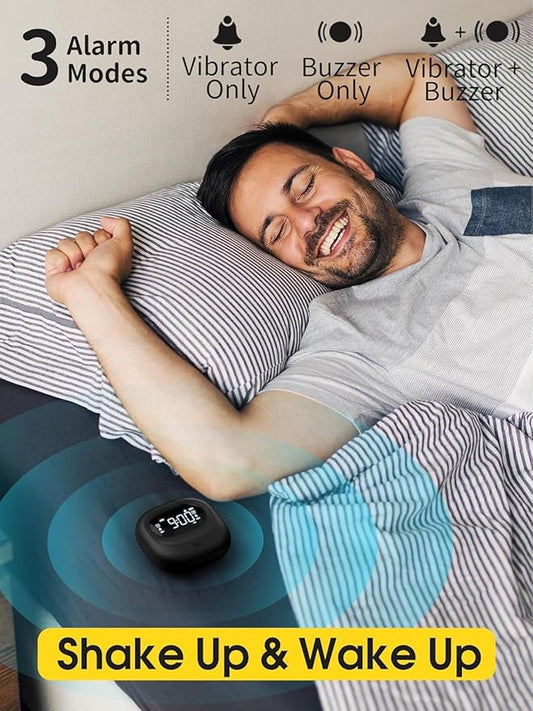 Roxicosly Vibrating Alarm Clock for Heavy Sleepers, Super Strong Adjustable Vibration Bed Shaker Clock Under Pillow for Hearing Impaired Deaf, Cordless, Small, USB Rechargeable for Travel