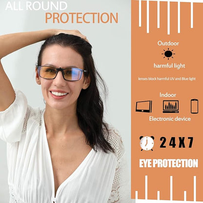 FONHCOO Clip on Blue Light Blocking Glasses Womens Mens over Prescription Glasses Frameless Lens Anti Eyestrain Headaches