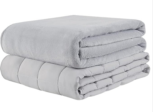 Degrees of Comfort Weighted Blanket 30 lbs for Adult, King Size Weighted Blankets with Removable Washable Plush Cover, Micro Glass Beads Technology, Warm Heavy Throw for Queen King Bed 80x87 Grey