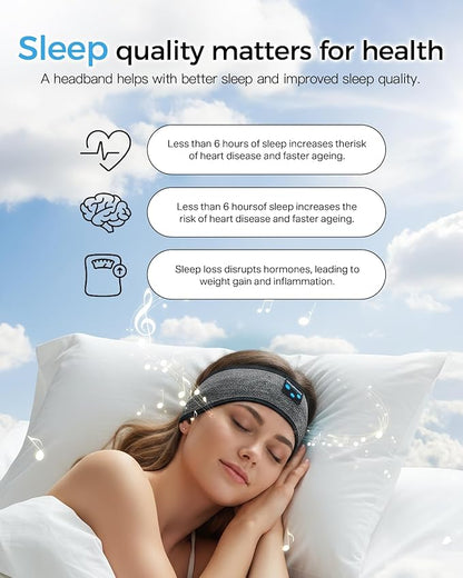 Sleep Headphones Bluetooth Headband 5.4, Wireless Headphones with Ultra-Thin HD Stereo Speakers, Soft Breathable Sports Headband for Sleeping, Running, Yoga, Travel, Gifts for Men & Women