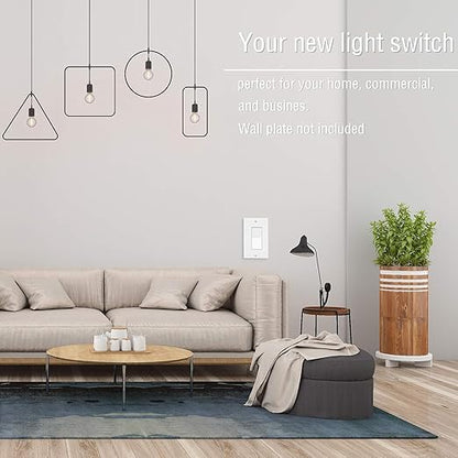 Greencycle Lights Switches Rocker,4Pack 15 Amp Single Pole Lights Switches White,SP Paddle Light Switch,120V-277V AC,On/Off Wall Switch,Residential/Commercial Grade,Home & Office,UL Listed