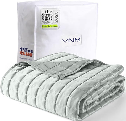 YnM Cooling Weighted Blanket for Adults, 50lbs Heavy Bed Throw Comforter with 100% PE Fabric, Ideal for Hot Sleepers or Summer Days(88x104 Inches for Queen/King Bed, 50 Pounds, Green)