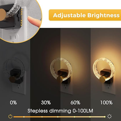L LOHAS LED Night Lights Plug into Wall, 2 Pack Plug in Night Lights with Light Sensor, 3000K Soft White, 0-100LM Brightness Adjustable, Bubble Nightlight for Bathroom Bedroom Hallway
