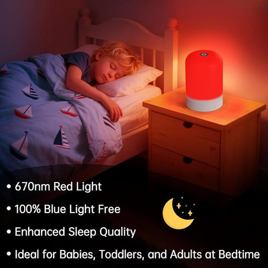 Aogled Red Light Therapy Lamp for Sleep & Relaxation – 670nm Bedside Night Light with Touch Control, Dimmable LED Lamp for Bedroom | Cordless, Rechargeable, Portable Design for Travel & Home Use