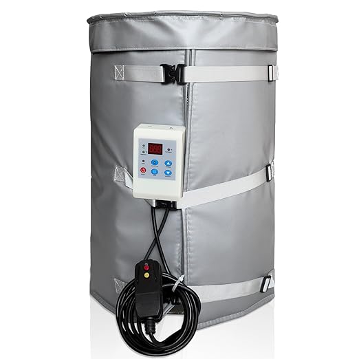 Insulated Metal Bucket Heater 120W for 10 Gal Drum & Barrel, 49x18 Inch Propane Tank Warmer with Adjustable Thermostat (0-155℉), FCC/UL/CSA Listed with Temperature Controller