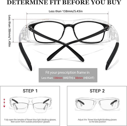 LVIOE Fit Over Blue Light Blocking Glasses and Computer Eyewear- Wear Over Prescription Glasses/Reading Glasses/RX Glasses