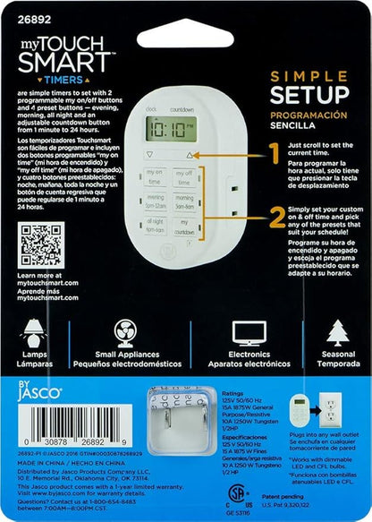 myTouchSmart Programmable Indoor Digital Timer, Plug