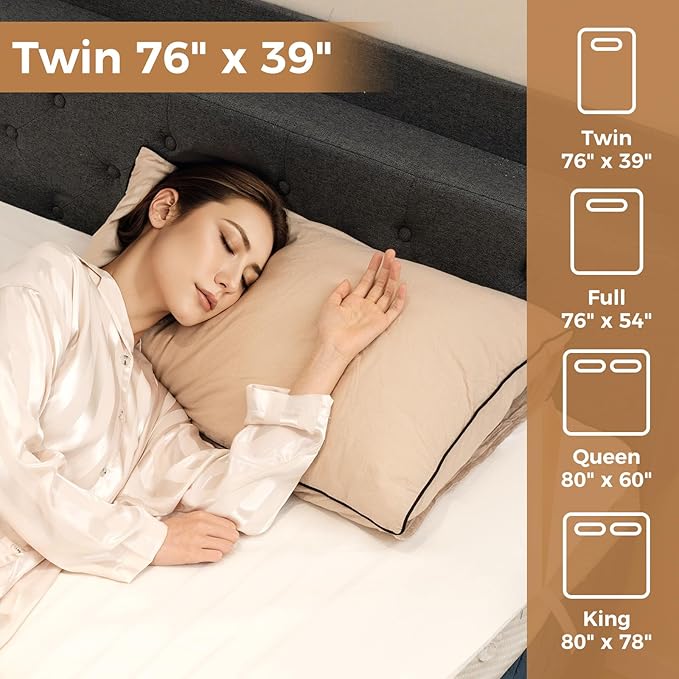 Giantex Twin Size Heated Mattress Pad, Electric Heat Pad w/ 9 Heat Settings & 9H Timer, Overheat Protection, Heating Bed Toppers Fit up to 10" Deep Pocket, Machine Washable Bed Warmer