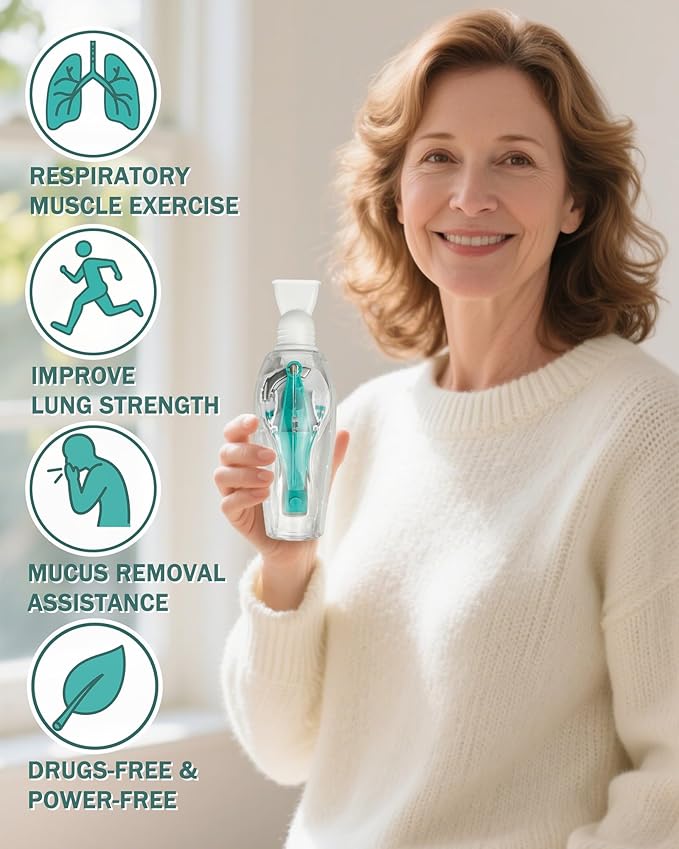 Breathing Exercise Device for Lungs - Flutter Valve Mucus Removal Device - Breath Trainer Green