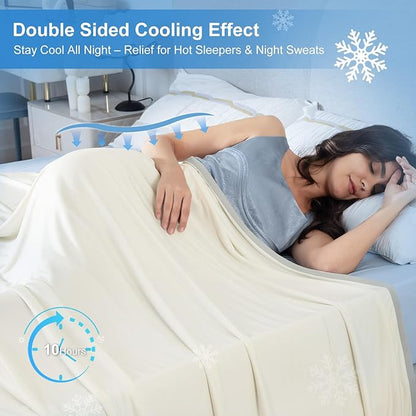 PHF Double Cooling Blanket for Hot Sleepers Twin Size, Arc-Chill Q-Max>0.5 with Double Cooling, Summer Blanket Absorbs Heat to Keep Cool All Night for Night Sweats (Cannoli Cream, 60''x80'')