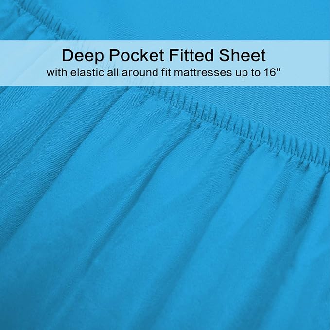 Best Season 4 Piece Bed Sheet Set (Full,Dark Teal 1 Flat Sheet,1 Fitted Sheet and 2 Pillow Cases,100% Brushed Microfiber 1800 Luxury Bedding,Deep Pockets,Extra Soft & Fade Resistant