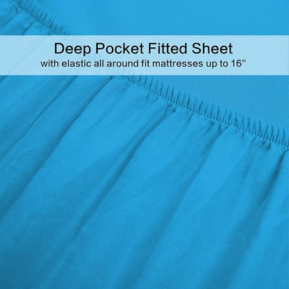 Best Season 4 Piece Bed Sheet Set (Queen,Dark Teal 1 Flat Sheet,1 Fitted Sheet and 2 Pillow Cases,100% Brushed Microfiber 1800 Luxury Bedding,Deep Pockets,Extra Soft & Fade Resistant