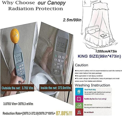 EMF Protection Dome Bed Canopy,Blocks Radiation/EMF/WiFi/ 5G & Other RF Mosquito Net Made by Silver Coated Mesh(Size:King(60x250x1200cm/2x8.2x39ft)) (Color : King(60x250x1200cm/2x8.2x39ft))