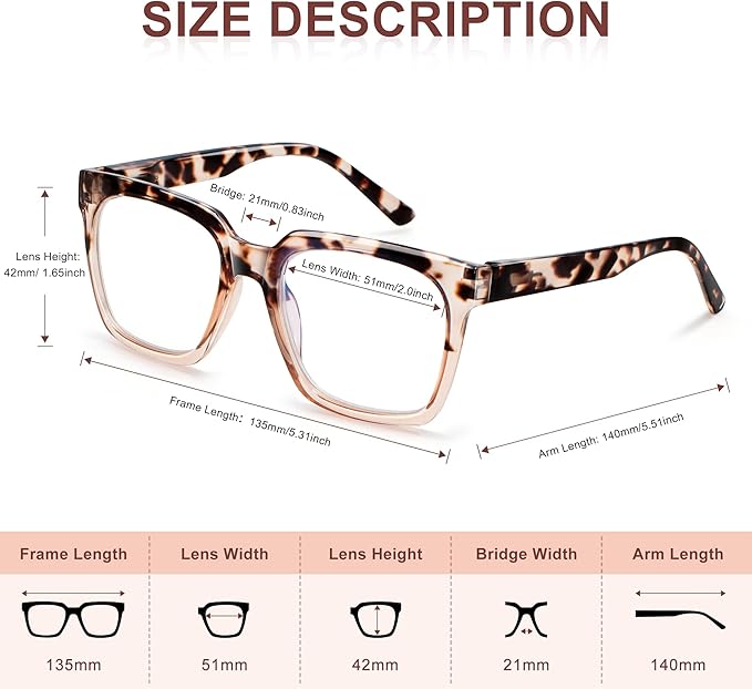 EASY READ 3 Pairs Reading Glasses for Women, Squre Computer Blue Light Blocking Anti UV Readers with Spring Hinge