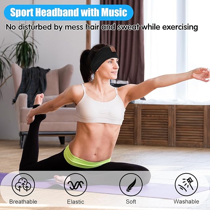 Bluetooth Sleeping Headphones, Headband Headphones for Side Sleepers, Wireless Headband for Yoga, Running, Workout, Travel, Sports, Unique Presents for Adult Teens