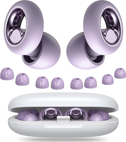Ear Plugs for Sleeping Noise Cancelling, Reusable Silicone Ear Plugs for Noise Reduction, Soft Hearing Protection with 8 Ear Tips for Concerts, Work, Shooting, and Travel (Light Purple)