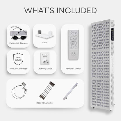 Makiuri Red Light Therapy Lamp | LED Light Therapy Panel for Face & Body | Infrared & Red Light in 5 Wavelengths | Supports Relaxation, Skin Appearance & Overall Wellness | Neptune (White 300 LED)