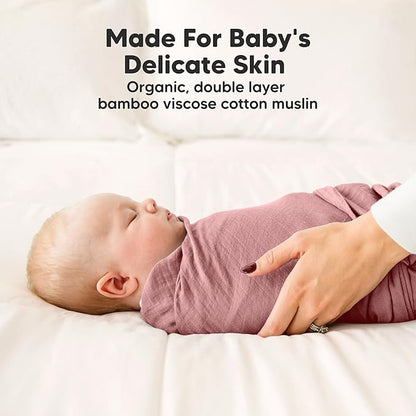 4-Pack Muslin Swaddle Blankets for Boys, Girls - Organic Baby Swaddles for Newborns, Soft & Breathable Receiving Baby Blankets for Girl, Boy, Neutral, Newborn Essentials Gift (Corals)