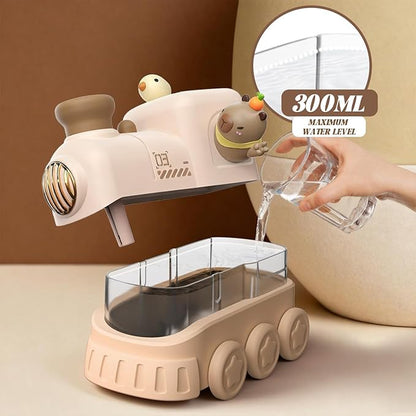 Portable Mini Humidifier,300ml USB Desktop Personal Cool Mist Small Humidifiers,2 Mist Modes,Auto Shut-Off,Mute for Bedroom/Home/Nursery/Office,Cute Mini Humidifier With Night Light (Brown)