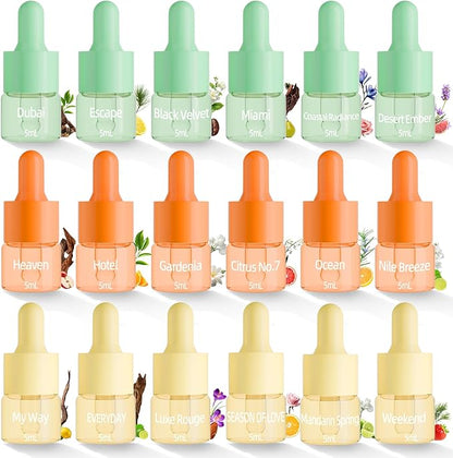 Hotel Fragrance Diffuser Oil | Gift Set | Inspired by Luxury 5-Star Hotels | Aromatherapy Diffuser Oil | Notes of Nile Breeze, My Way, Hotel and More, Total 18 Essential Oils for Home