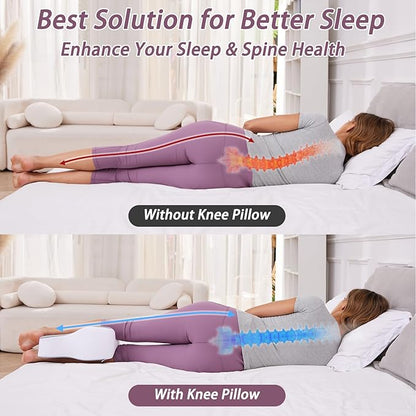 Knee Pillow for Side Sleepers, Long 13.8" Knee Leg Pillow for Side Sleeping, Memory Foam Smooth Spine Alignment Pillow, Sciatica Pain Relief Pillow with Ergonomic Design- Large, Gray (Original)