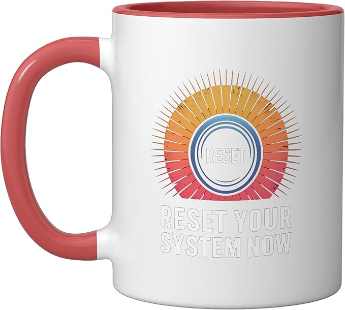 Relaxation Breathing Vagus Nerve Stimulation, Stress Relief Ceramic Mug, Red/White