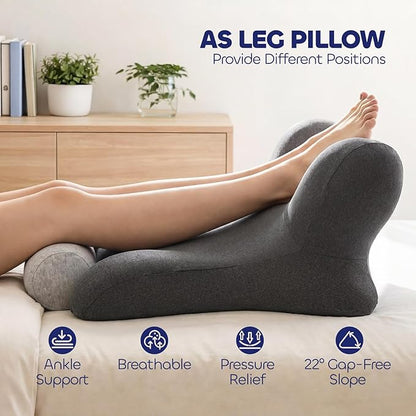 Reading Pillow for Floor & Bed Use - 22" Ergonomic Backrest with Built-in Neck Support and Contoured Arms, Memory Foam Sitting Pillow for Gaming, Reading, Nursing, Watching TV Pack