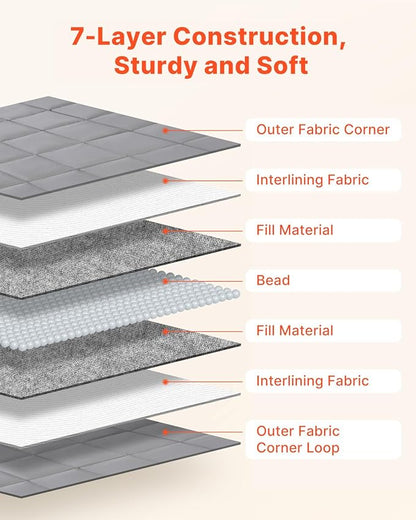 VEVOR Weighted Blanket 88 x 104 inch - King Size, 20 lbs Heavy Blanket with Cooling Glass Beads, Soft & Breathable for All-Season Use, Suitable for Adults 200-250 lbs, Ideal Gift Choice (Grey)