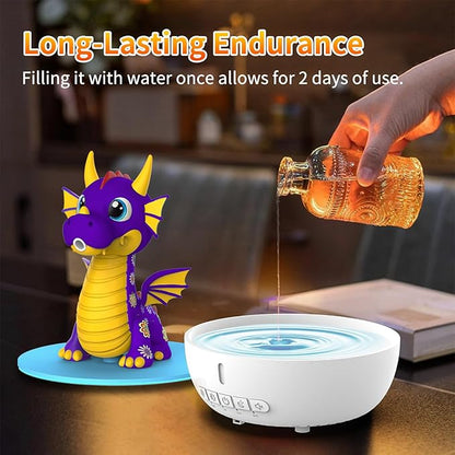 Aromatherapy Dragon Humidifier, 200ML Essential Oil Diffuser with Remote & Timer, White Noise Machine with 10 Soothing Sounds, Cute Small Humidifiers for Kids Bedroom, Home, Office (Purple)