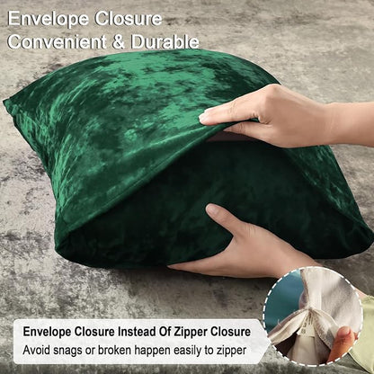 PHF Truly Velvet Pillowcases King Size, No Insert, 2 Pack Ultra Soft Breathable Pillow Shams Covers with Envelope Closure, 20" X 36" Luxury Cozy Warm Fuzzy Flannel, Emerald Green