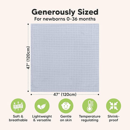 4-Pack Muslin Swaddle Blankets for Boys, Girls - Organic Baby Swaddles for Newborns, Soft & Breathable Receiving Baby Blankets for Girl, Boy, Neutral, Newborn Essentials Gift (Nimbus)