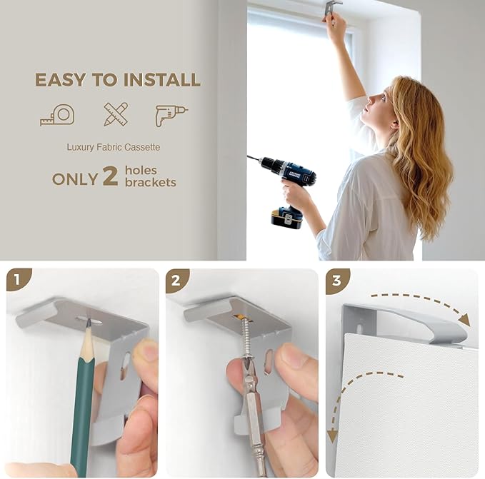 HeyBlinds Motorized Blinds with Remote, 100% Blackout Smart Blinds, Automatic Shades for Windows Compatible with Alexa Google and Homekit, Custom Size(Grace-Latte BO)