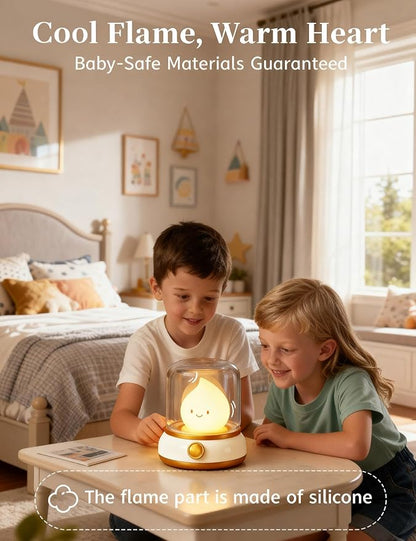 Smiley Night Light for Baby Nursery, Rechargeable LED Candle Lamp, Dimmable Eye, Caring Mood Light with Timer, Cute Portable Nightlight Gift for Mom, Kids, Toddler, Bedroom & Decor