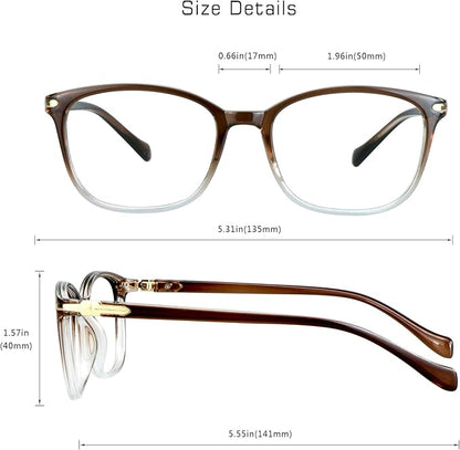 VisionGlobal Blue Light Blocking Glasses for Women/Men, Anti Eyestrain, Computer Reading, TV Glasses, Stylish Square Frame, Anti Glare