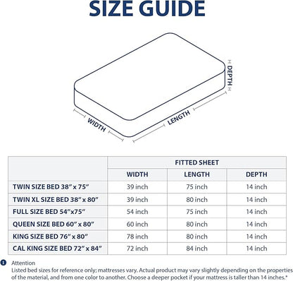 Cathay Home Full Fitted Sheet - Double Brushed Ultra Soft – Wrinkle & Fade Resistant - 14" Standard Pocket Fitted Sheet Only - Good Fit for 12"-16" Deep Mattress (Full, Black)