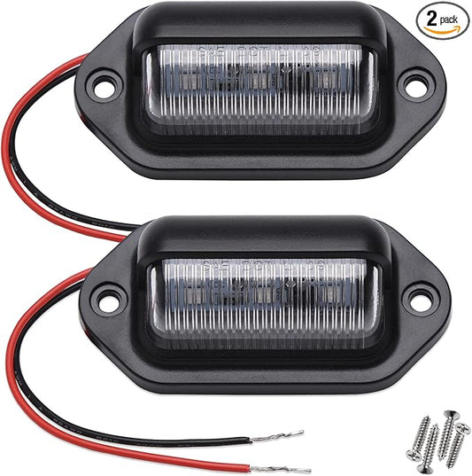 2PCS Ice Blue LED License Plate Light,12V-24V Waterproof 6-SMD License Plate Lamp Taillight, Universal for Truck SUV Trailer Van RV Boats as Step Courtesy Light, Dome/Cargo Lights or Under Hood Lights