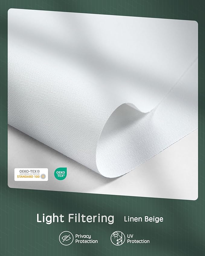 Yoolax Motorized Shades Dual Control, MotionFlex Motorized Roller Shades with App & Manual Control, Pull Down Automatic Shades for Indoor Windows, Custom Size(Light Filtering Pure White)