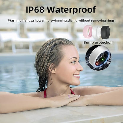 Smart Ring for Women Men, Health Fitness Tracker, IP68 Waterproof Rings, Sleep Ring with Charging Case and Ring Protector, Remote Photography, Family Care, No App Fees (Lavender Pink, 7#)