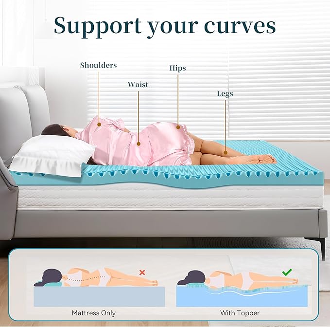 3 Inch Full Mattress Topper, Memory Foam Mattress Topper Full Size with Cooling Gel Egg Crate Matress Toppers, Breathable, CertiPUR-US Certified Dorm Essentials for College RV Apartment