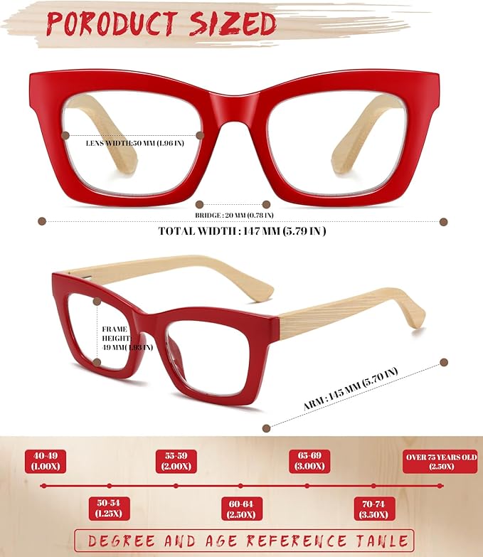Hubeye Oprah Style Reading Glasses for Women Men Blue Light Blocking Computer Square Readers with Spring Hinge