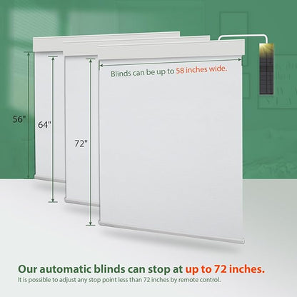 Motorized Blinds with Remote, Blackout Cooling Automatic Shades with Solar Panel Cordless Smart Blinds for Windows, Custom Electric Blinds Horizontal Roller Shades,White,27" W X 72" H