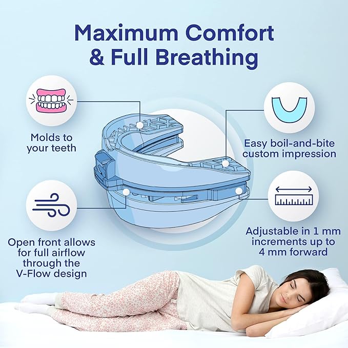 Anti Snoring Device: FDA-Cleared Anti Snoring Mouthpiece Mouth Guard - Effective Anti Snore Solution for Men and Women to Reclaim Peaceful Sleep (Blue)